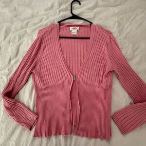 Talbots Pink Ribbed Cardigan Sweater